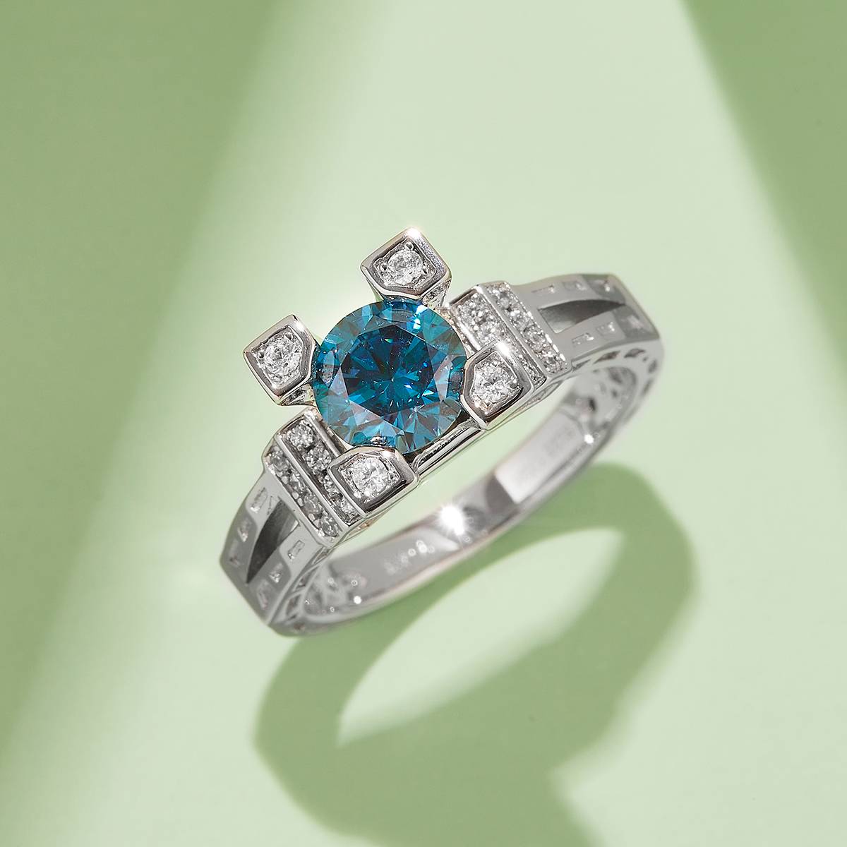 Tower S925 Silver Plated Platinum Moissanite Diamond Women's Ring 1 Carat D-Class